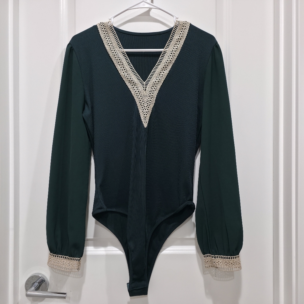 Elegant Green Kids One Piece with Lace Trim
